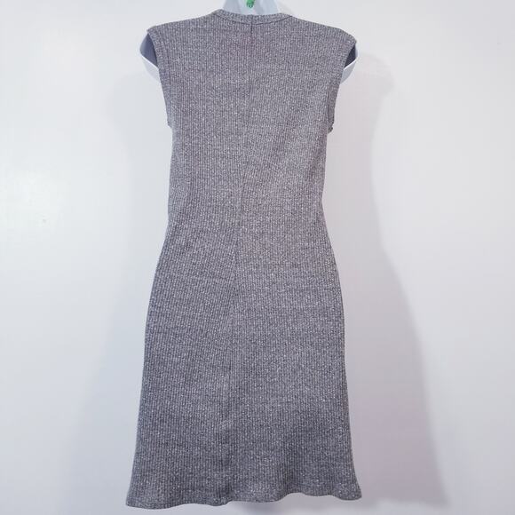 Enzo Costa Ribbed Knit Mini Dress Sleeveless Crewneck - Picture 3 of 14